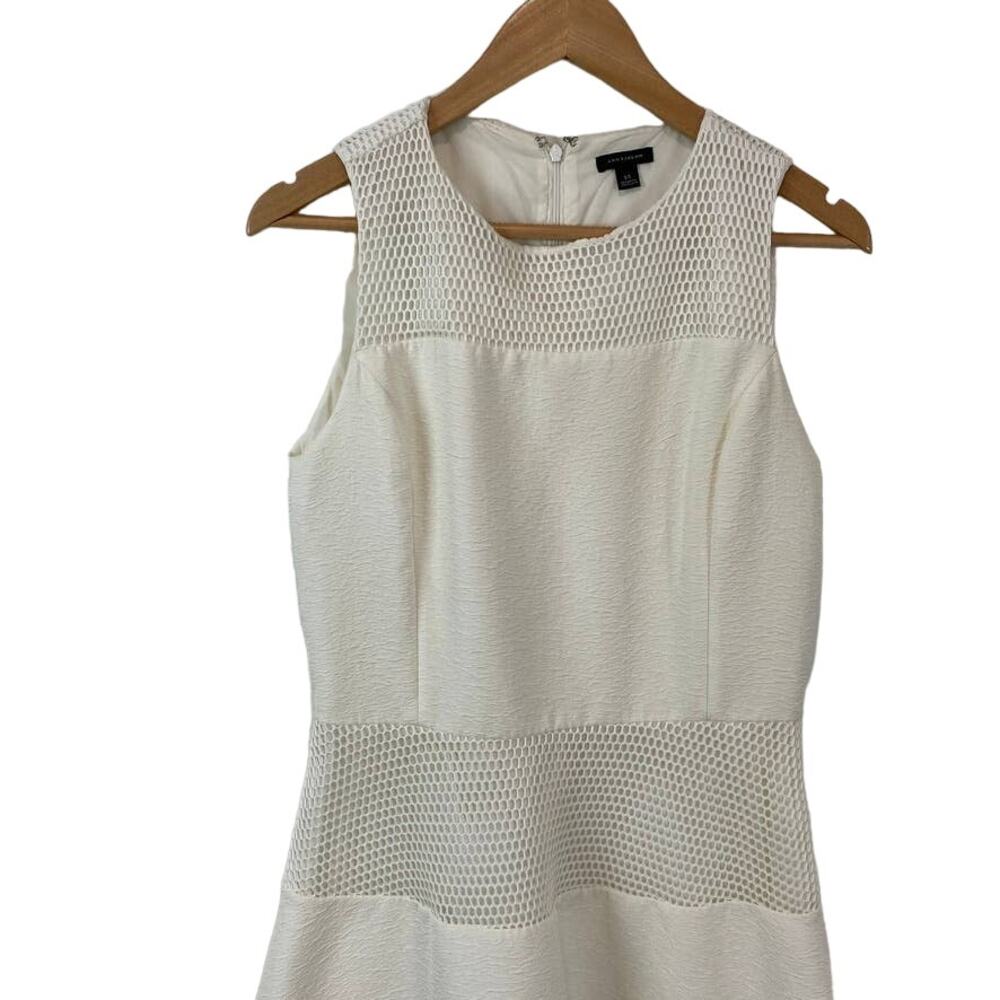 Ann Taylor White Fit & Flare Dress Romantic A-Line Feminine Bridal 12 - Picture 3 of 9